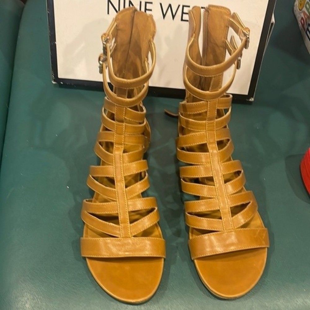 Nine West gold gladiator sandals in original box